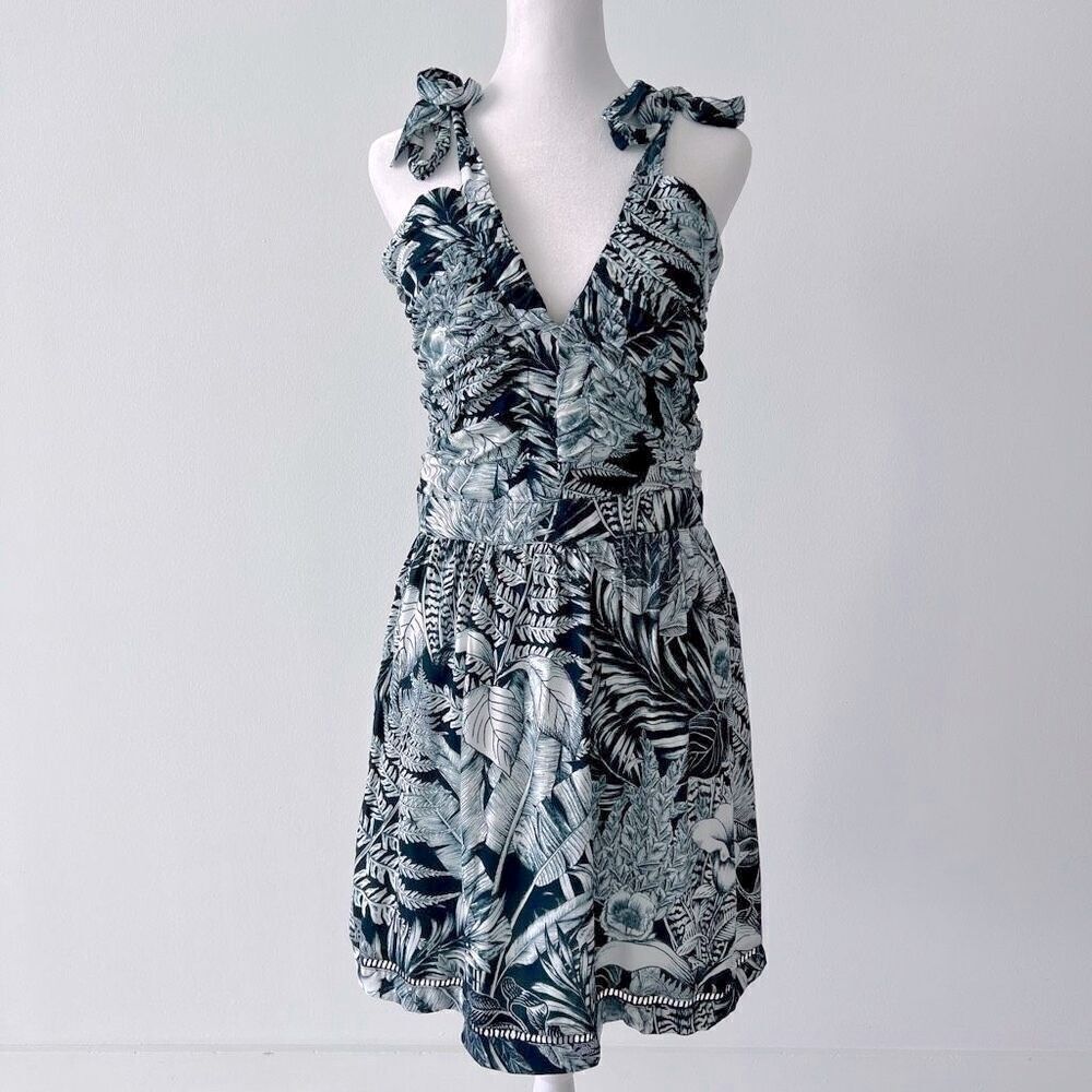 Agua Bendita Sierra Helios Floral Shoulder Tie Mini Dress Size L